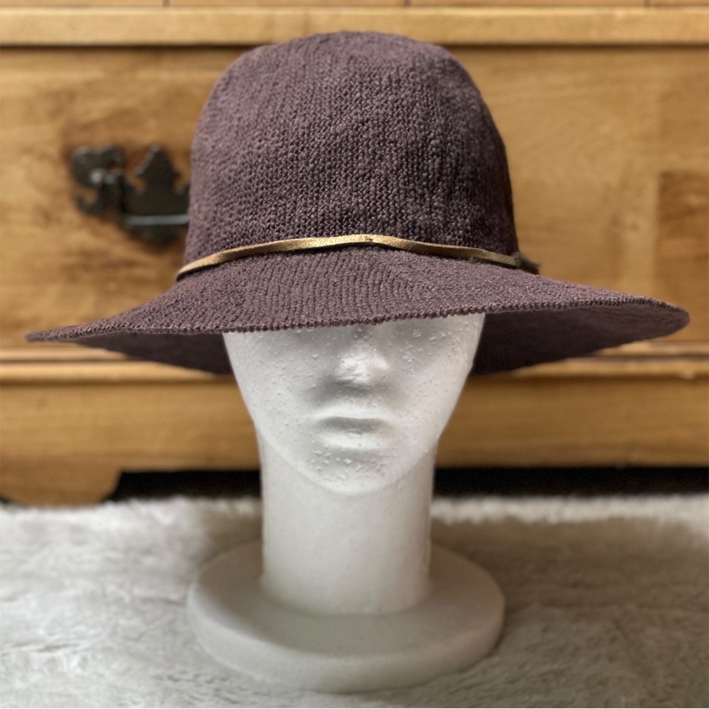 Apt 9 Knit Floppy Panama Hat W/ Band Brown 3” Brim Women’s Os